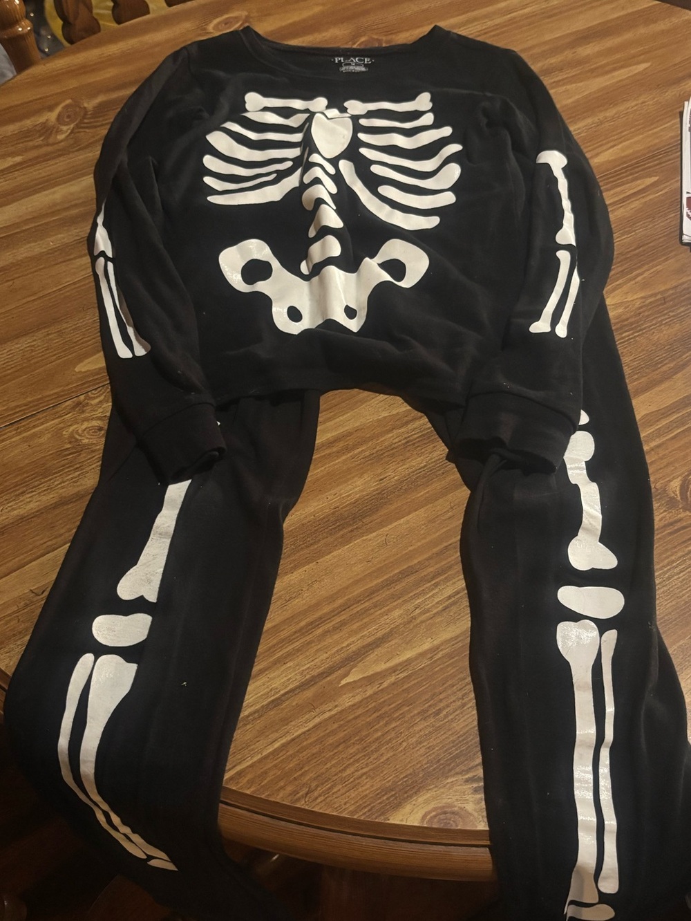 Black Skeleton Print pajama set
